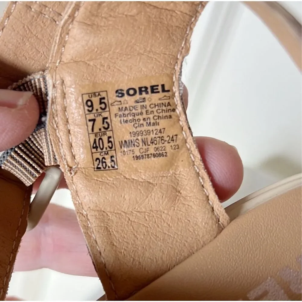 Sorel Joanie III Ankle Strap Wedge Platform Sandal in Honest Beige (Women) Size